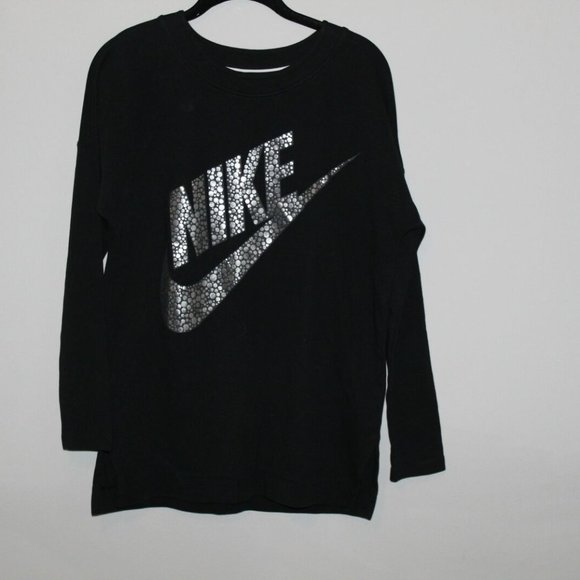 ✨BOGO Nike Crew Sweatshirt Black Metallic HW8673 - Picture 3 of 8